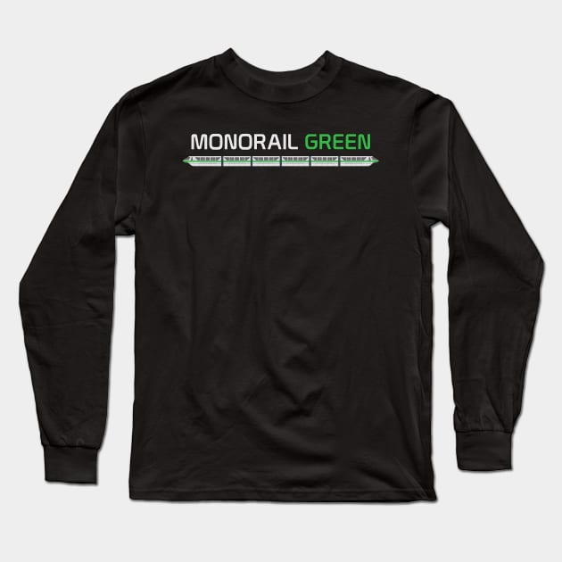 Monorail Green Long Sleeve T-Shirt by Tomorrowland Arcade